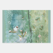 Thee met tulpen die papierbladen maken inpakpapier vel (Voorkant)