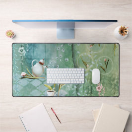 Thee met tulpen sprookjesillustratie bureaumat