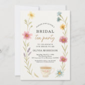 Thee met wilde bloemen QR Code Bruiloft Feest Kaart (Voorkant)