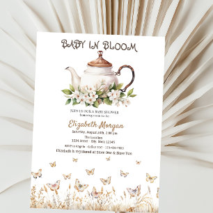Thee Moestuin Vlindertjes Theepot Baby Shower Kaart