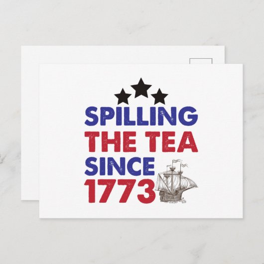 Thee Morsen Sinds 1773 Patriottisch 4 Juli Briefkaart (Voorkant / Achterkant)