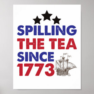 Thee morsen sinds 1773 Patriottisch 4 juli Poster
