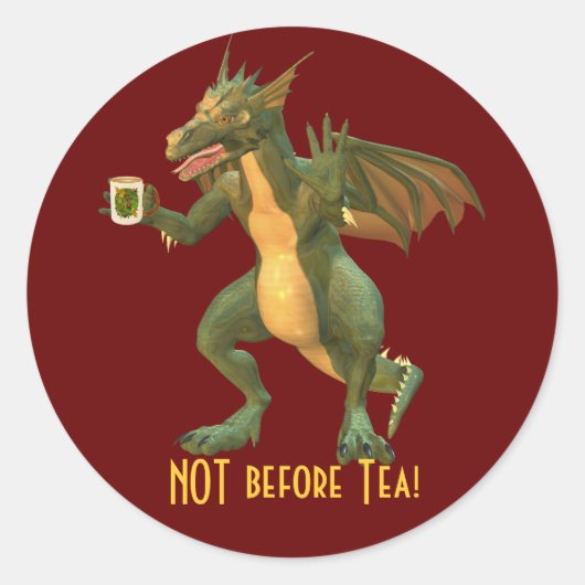 Thee of koffie draak ronde sticker (Voorkant)
