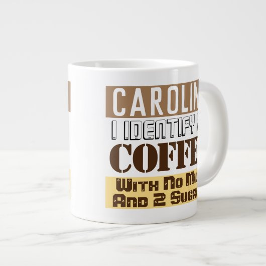 Thee of koffie instructies met naam grote koffiekop (Voorkant rechts)