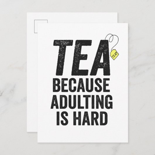 Thee Omdat Volwassen Worden Moeilijk is Grappig  Uitnodiging Briefkaart (Voorkant / Achterkant)