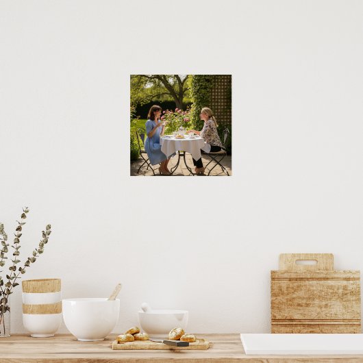 Thee op de patio poster (Keuken)