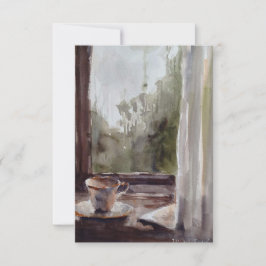 Thee op een regenachtige dagkaart bedankkaart