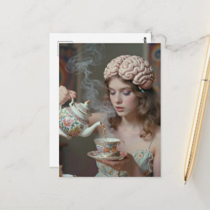 Thee op haar brein Surrealistisch Briefkaart