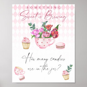 Thee-partij baby shower Raad hoeveel snoepjes Poster