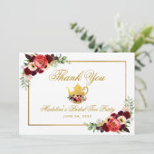 Thee Party Bruidsuitnodiging Burgundy Boho Bedankt (Staand voorkant)