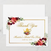 Thee Party Bruidsuitnodiging Burgundy Boho Bedankt (Voorkant / Achterkant)