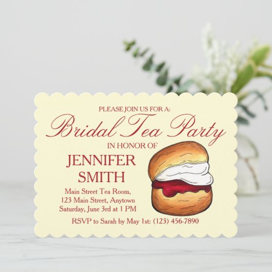 Thee Party Bruiloft Theeservies Scone Jam Crème Kaart (Staand voorkant)