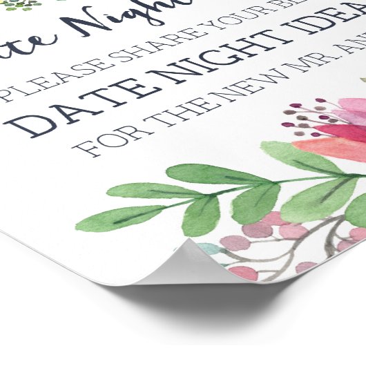 Thee-Party Date Night Ideeën Bruidsfeest Spel Poster (Hoek)