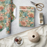 Thee Party in Vintage Stijl Cadeaupapier<br><div class="desc">Deze kunstprint brengt de schoonheid van pioenrozen, rozen en andere prachtige bloemen samen, geplaatst tegen een gestructureerde, licht turquoise achtergrond met delicate patronen. De ingewikkelde details en harmonieuze kleuren roepen een gevoel van romantische nostalgie op, waardoor het perfect is voor degenen die van vintage decoratie, klassieke botanische kunst en bloemontwerp...</div>