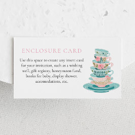 Thee Party Roze en Turquoise Theekopjes Custom Informatiekaartje