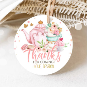 Thee Party Thee Voor Twee Roze Bloemen Brouwen Dou Bedankjes Labels