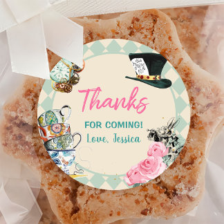 Thee Party Thee voor Twee Roze Bloemen Brouwen Ver Ronde Sticker