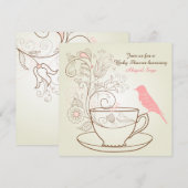 Thee Party Uitnodiging voor Meisjes Baby Shower Pr (Voorkant / Achterkant)