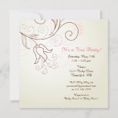 Thee Party Uitnodiging voor Meisjes Baby Shower Pr (Achterkant)