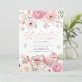 Thee Party Verjaardagsuitnodiging Par-tea Verjaard Kaart (Staand voorkant)