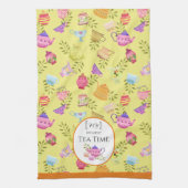 Thee potten en kopjes geel theedoek (Verticaal)