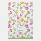 Thee potten en kopjes wit theedoek (Verticaal)