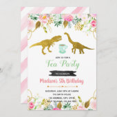 Thee rex feestje meisje uitnodiging (Voorkant / Achterkant)