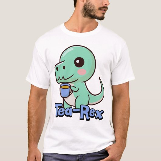 Thee-Rex! Schattigee thee Drink T-Rex Pun Cartoon T-shirt (Voorkant)