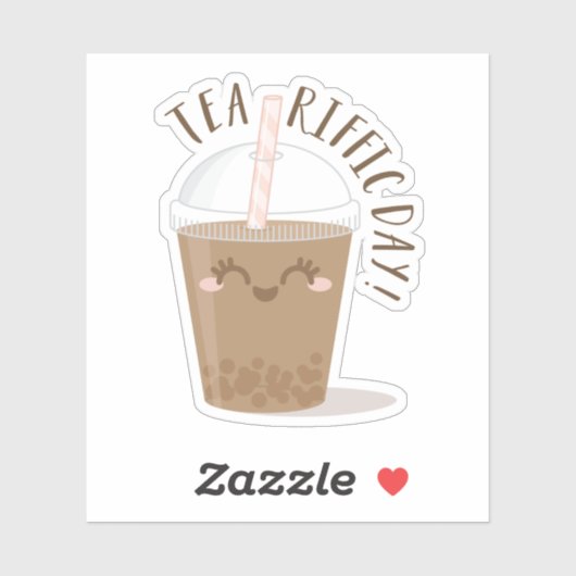 Thee-Riffic Day! Schattigee Kawaii stijl Boba Tea Sticker (Vel)