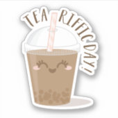 Thee-Riffic Day! Schattigee Kawaii stijl Boba Tea Sticker (Voorkant)
