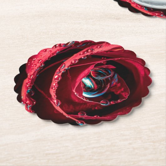 Thee Roos Kartonnen Onderzetters (Gekanteld)