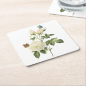 thee-roos (Rosa indica) van Redouté Kartonnen Onderzetters (Schuin)