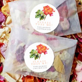 Thee roos roze sinaasappel bloemen bruiloft confet ronde sticker