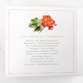 Thee roos sinaasappel gestreepte bloem waterverf b drieluik programma (Binnenzijde eerst)