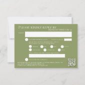 Thee roos waterverf bruiloft QR code maaltijden gr RSVP Kaartje (Voorkant)