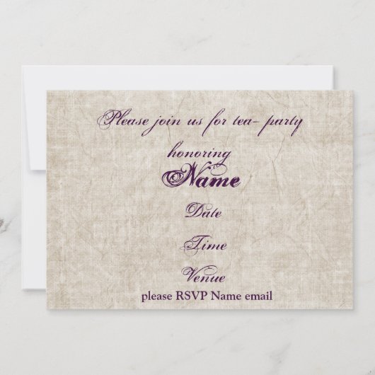 thee - rozen in een theepot - tea - feest nodigen kaart (Achterkant)