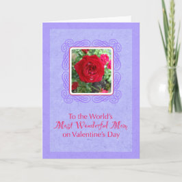 Thee Rozen op Lavendel Wonderful Mom Valentijn Kaart