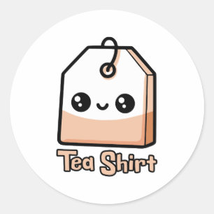 Thee Shirt! Schattigee Funny Tea Bag Pun Cartoon Ronde Sticker