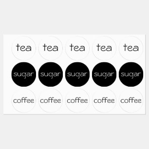 Thee, suiker en koffie labels