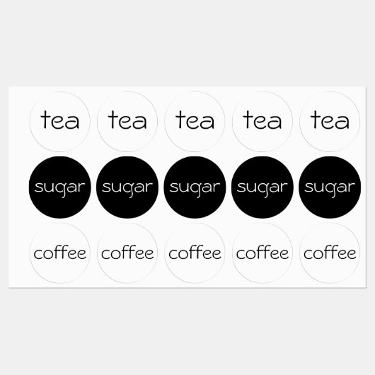Thee, suiker en koffie labels (Vel)