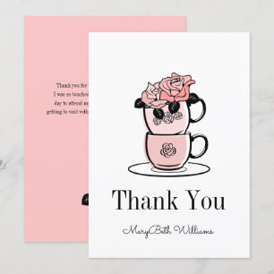 Thee Theekop & Bloemen Baby Shower Bedankkaart Kaart