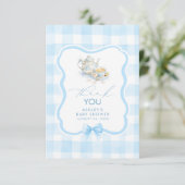 Thee Thema Blauw Gingham Schattig Bedankt (Staand voorkant)