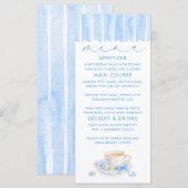 Thee Thema Jongens Baby Shower Menukaarten Menu (Voorkant / Achterkant)