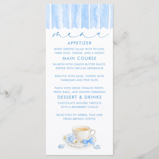 Thee Thema Jongens Baby Shower Menukaarten Menu (Voorkant)