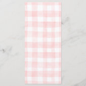 Thee Thema Roze Gingham Patroon Menukaarten Menu (Achterkant)