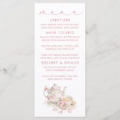 Thee Thema Roze Gingham Patroon Menukaarten Menu (Voorkant)