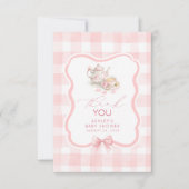 Thee Thema Roze Gingham Schattig Dank Je Bedankkaart (Voorkant)