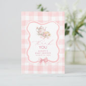 Thee Thema Roze Gingham Schattig Dank Je Bedankkaart (Staand voorkant)
