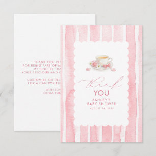 Thee Thema Roze Meisjesachtige Cute Dank Je Bedankkaart