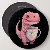 Thee Tijd TRex Dinosaurus Leuk Grappig Chibi Kawai Ronde Button 6,0 Cm (Voorkant /achterkant)